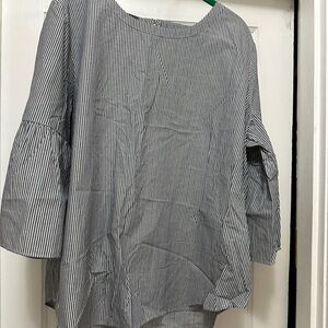 Striped Women's Top - Gray and White